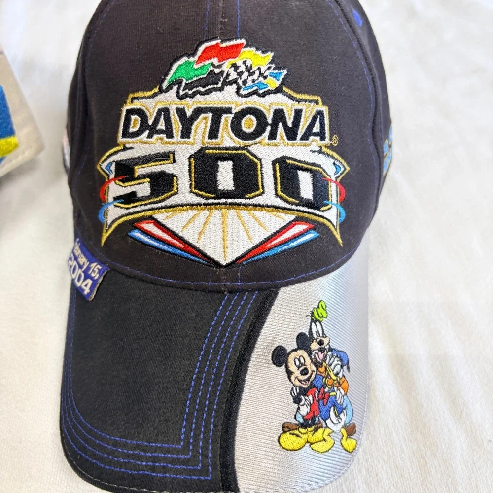 Lot 4 Vtg Daytona 500 Baseball Hats Embroidered Disney Mickey Anniv. '04-08'